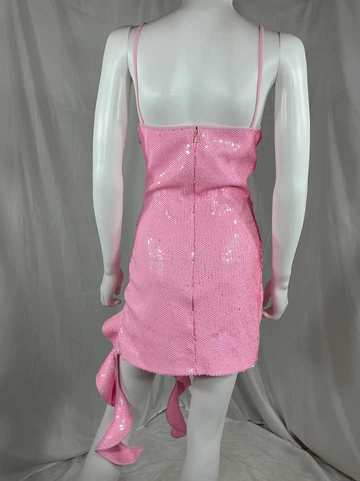 Mini Vestido David Koma Mujer Volantes Arco Pierna Recortado Cami Rosa Sin Mangas 10 Foto 3 de 3