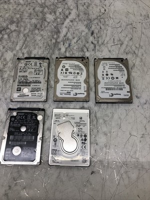 LOT OF 5 SATA 500GB 2.5'' Hard Drives Major Brands