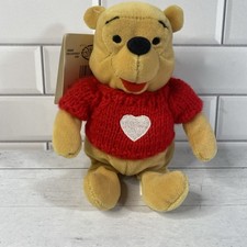 Disney Store Bean Bag 8 Inch Plush Winnie The Pooh Red Valentine Heart Sweater