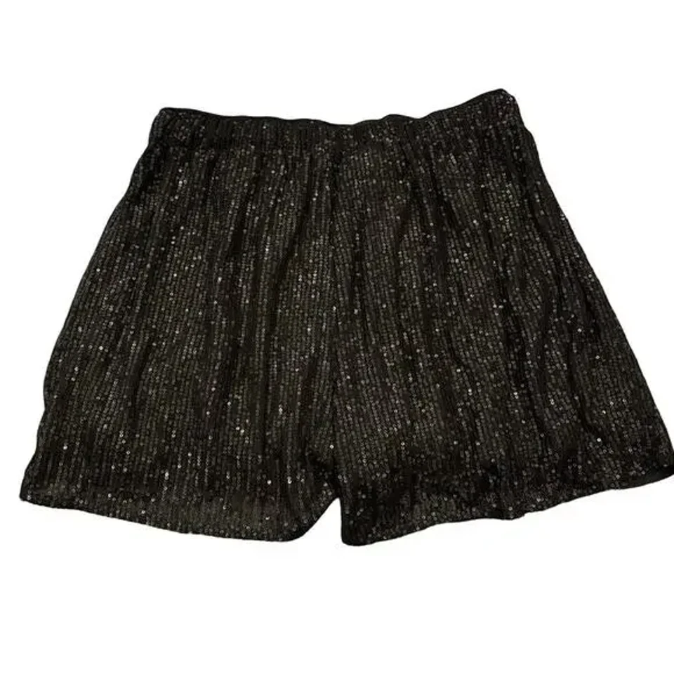 Pantalones Cortos Free People Stars Are Out Lentejuelas Talla Mediana Negros Nuevos con Etiquetas Fiesta de Vacaciones Foto 3 de 4