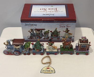#ad NIB 2013 Jim Shore Heartwood Creek Set 5 North Star Express Train Set #4036686 $199.99