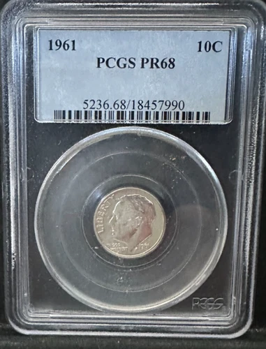 1961 Proof Roosevelt SILVER Dime PCGS PR68