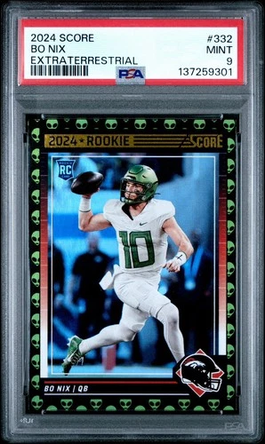 2024 Score - Rookies Bo Nix #332 Extraterrestrial (RC) Case Hit Broncos PSA9 SSP