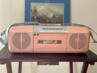 Sharp QT-50 Cassette Player Radio Pastel Pink Vintage 1980s Stranger Things VTG