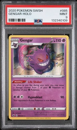 GENGAR Base Holo Rare Card #085 PSA 9 MINT 2020 Pokemon Sword & Shield