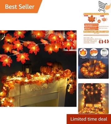 Thanksgiving Fall Maples Leafed String Lights 20Ft 40 LED Waterproof Indoor O...