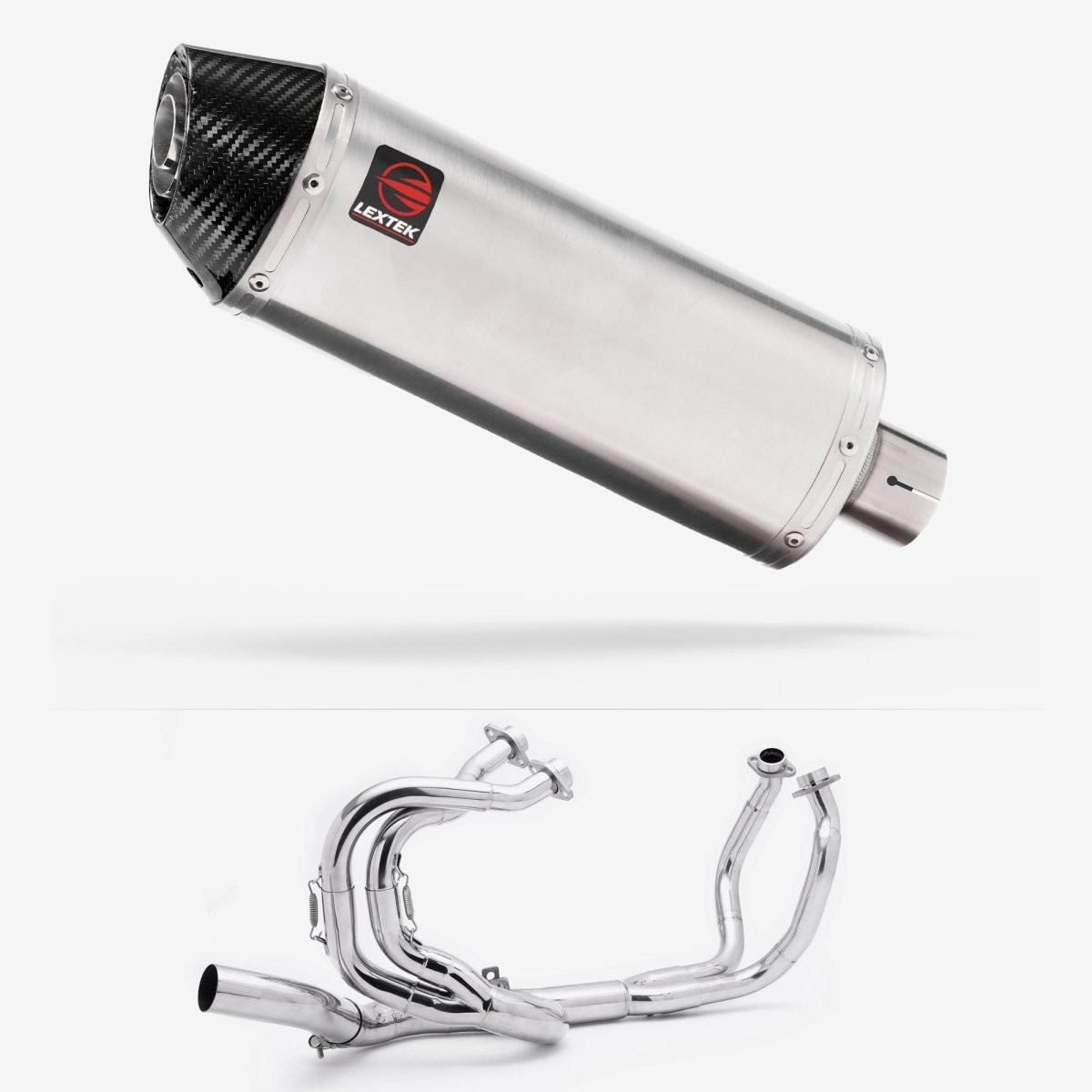Lextek Stainless Steel RP2 Brushed 300mm Exhaust with Link pipe Silencer Rear
