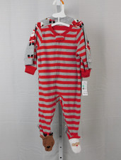 Carter's Baby 2pk Fleece Santa Reindeer Christmas Footie Pajama 12 Months 6908