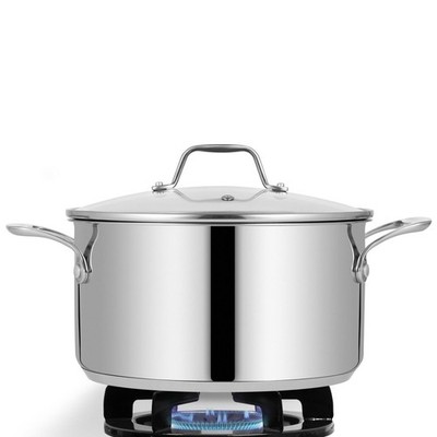 NutriChef 8qt Stainless Steel Round Stockpot with Lid, Easy Clean - Silver