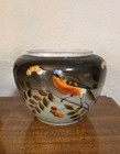 Vintage Handpainted & Decorated Birds And Flowers Glass Middle Piece For Lamp  — photo 9