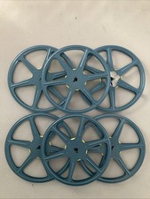 6pc Empty 16mm Metal Film Reel 7" 400ft Movie Take Up 400' 120m Vintage Blue