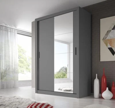 ARTHAUSS FURNITURE Brand New Modern Bedroom Mirror Sliding Door Wardrobe ARTI 4 150cm in Grey