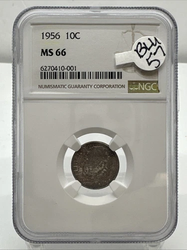 1956 10C Roosevelt Dime NGC MS 66 TONED BLU-57