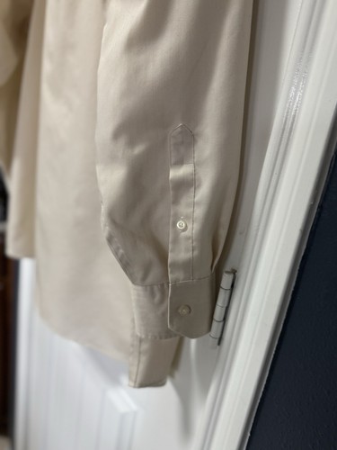 Joseph Abboud Mens Dress Shirt Button Up Long Sleeve Tan Beige Non Iron 17 32/33 - Picture 6 of 8