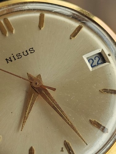 Vintage Nisus Manual Winding Gold filed Dress Formal Men's Swiss Watch With Date - Picture 6 of 11