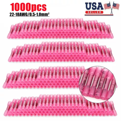 500/300pcs 22-10AWG Heat Shrink Butt Wire Splice Connectors Seal Crimp Terminals - Picture 31 of 32