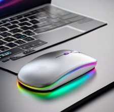 Wireless Mouse, G12 Slim LED Rechargeable Wireless Silent Mouse For Laptop, 2.4G