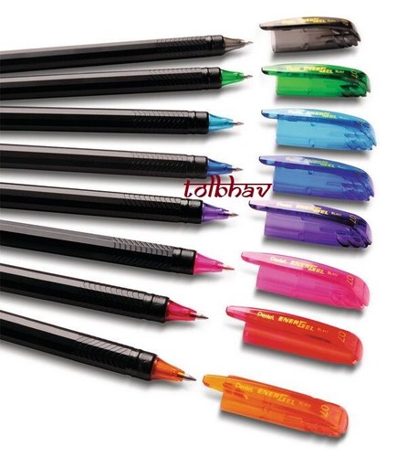 Pentel EnerGel BL 417 Roller Gel Pen - Pack of 8 - Blue Black Red Green Pink Ink - Picture 3 of 9