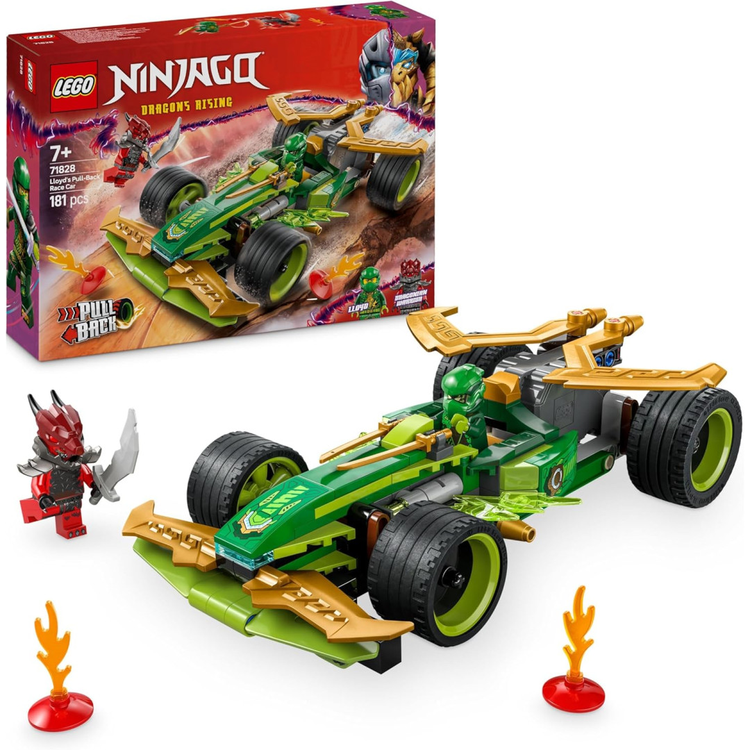 LEGO Ninjago Lloyd's Pull-Back Race Car 71828 | Toys for 7+ Year Old Boys & Girls, Dragons Rising Set, Ninja Car Model, 2 Minifigures with Katanas, Birthday Gift, 181 pieces - Image 8