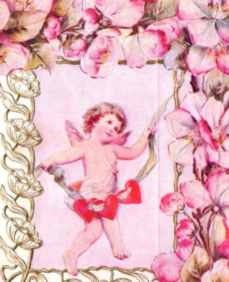 1890s-1900s Embossed Valentine's Heart Card Cherub String Of Hearts #6O