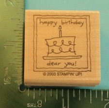Stampin Up HAPPY BIRTHDAY DEAR YOU Saying with CAKE Rubber Stamp