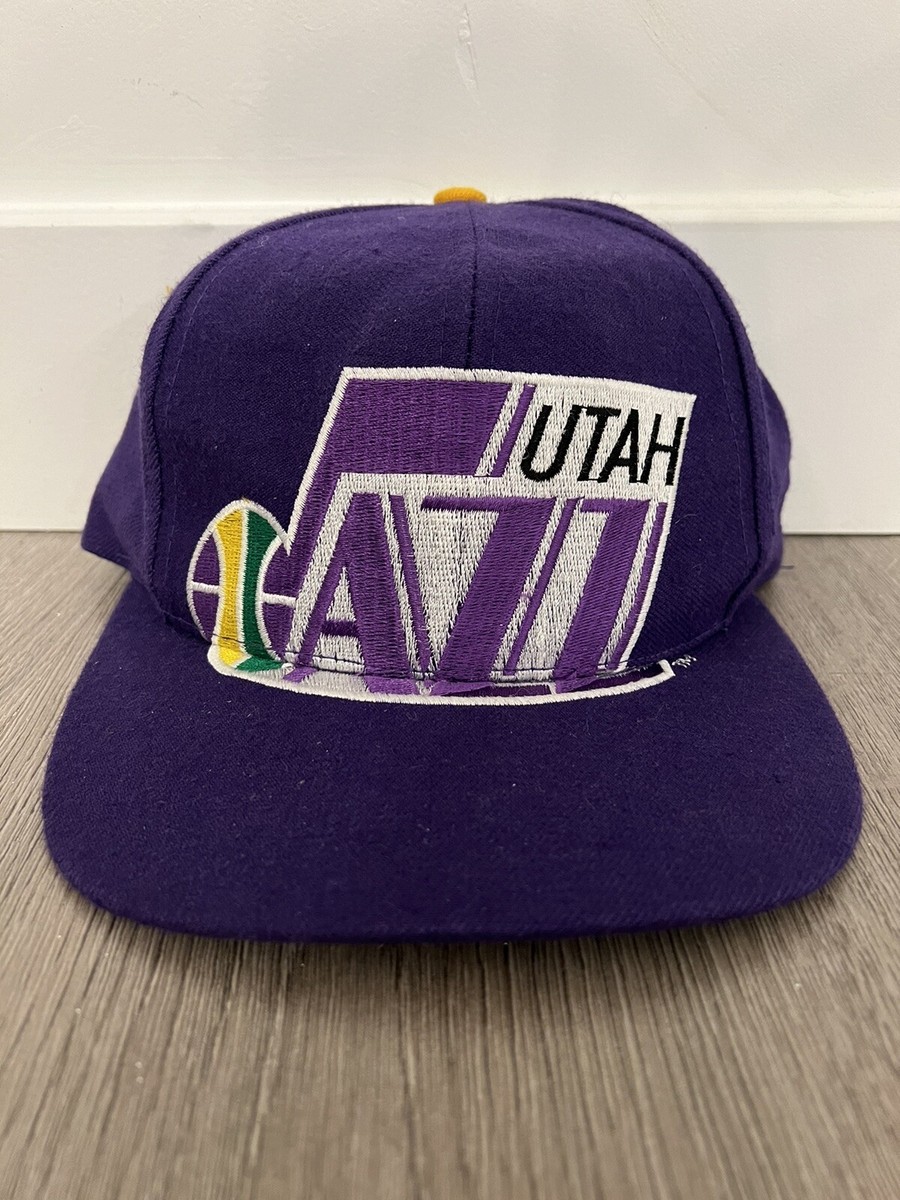 RARE Vintage 80s/90s NBA Utah Jazz Purple SnapBack Hat Cap Big