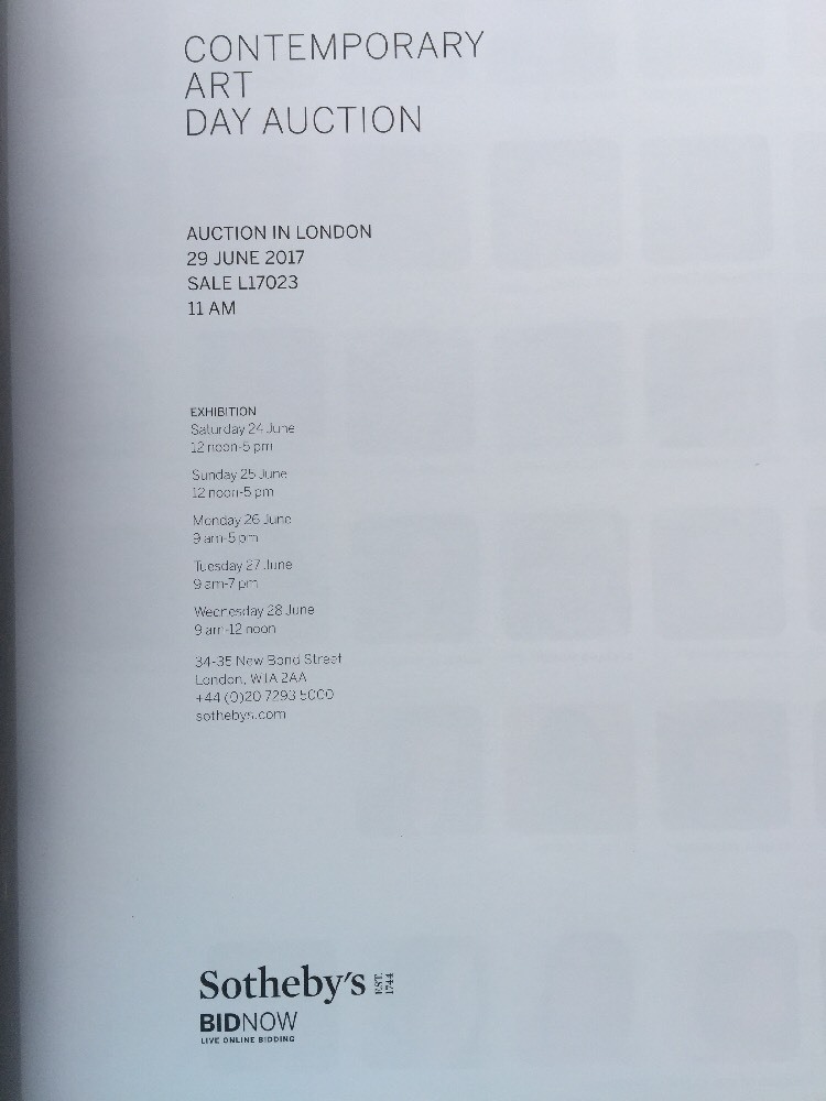 Sotheby's Contemporary Art Day Auction, London 29 June 2017 | eBay