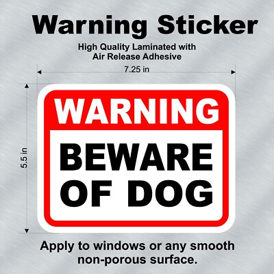 BEWARE OF DOG High Quality Laminated Sticker Decal 7.25''x5.5'' FREE SHIPPING