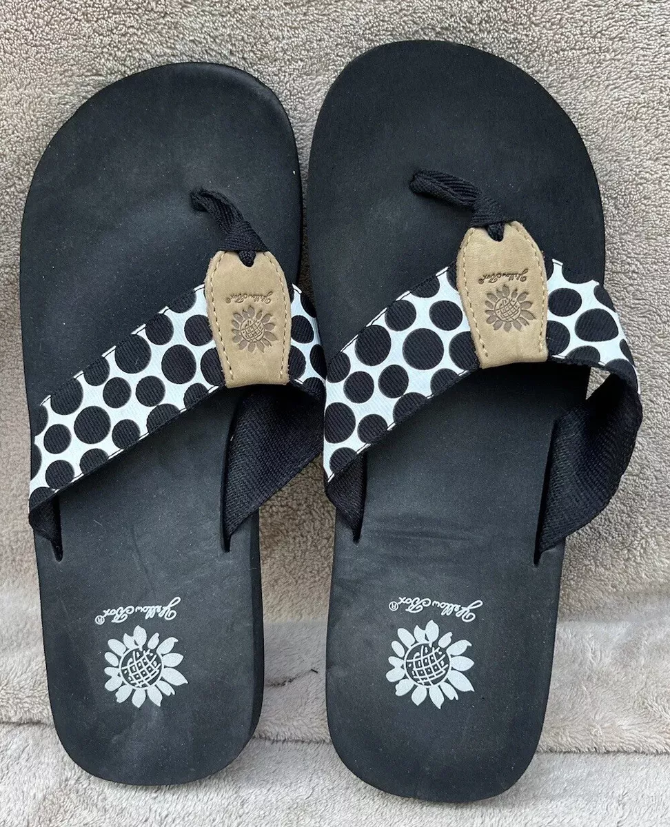 Yellow Box Black Polka Dot Flip Flops Sandals Slides Thongs Shoes