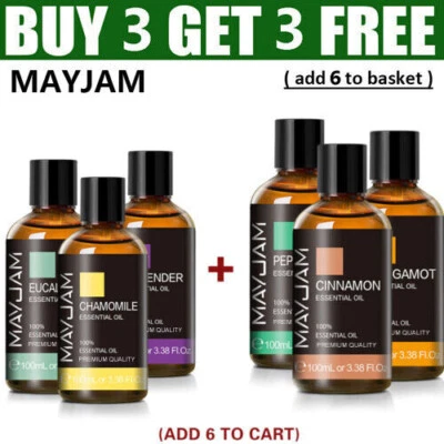 MAYJAM 100ml Essential Oils Pure & Natural Aromatherapy Oil for Diffuser Burner