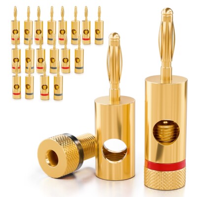 deleyCON 20x Bananenstecker 24K vergoldet schraubbar Kabel Boxen Verstärker Hifi