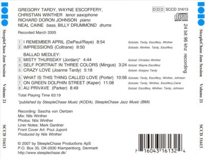 GREG TARDY - JAM SESSION, VOL. 21 NEUE CD