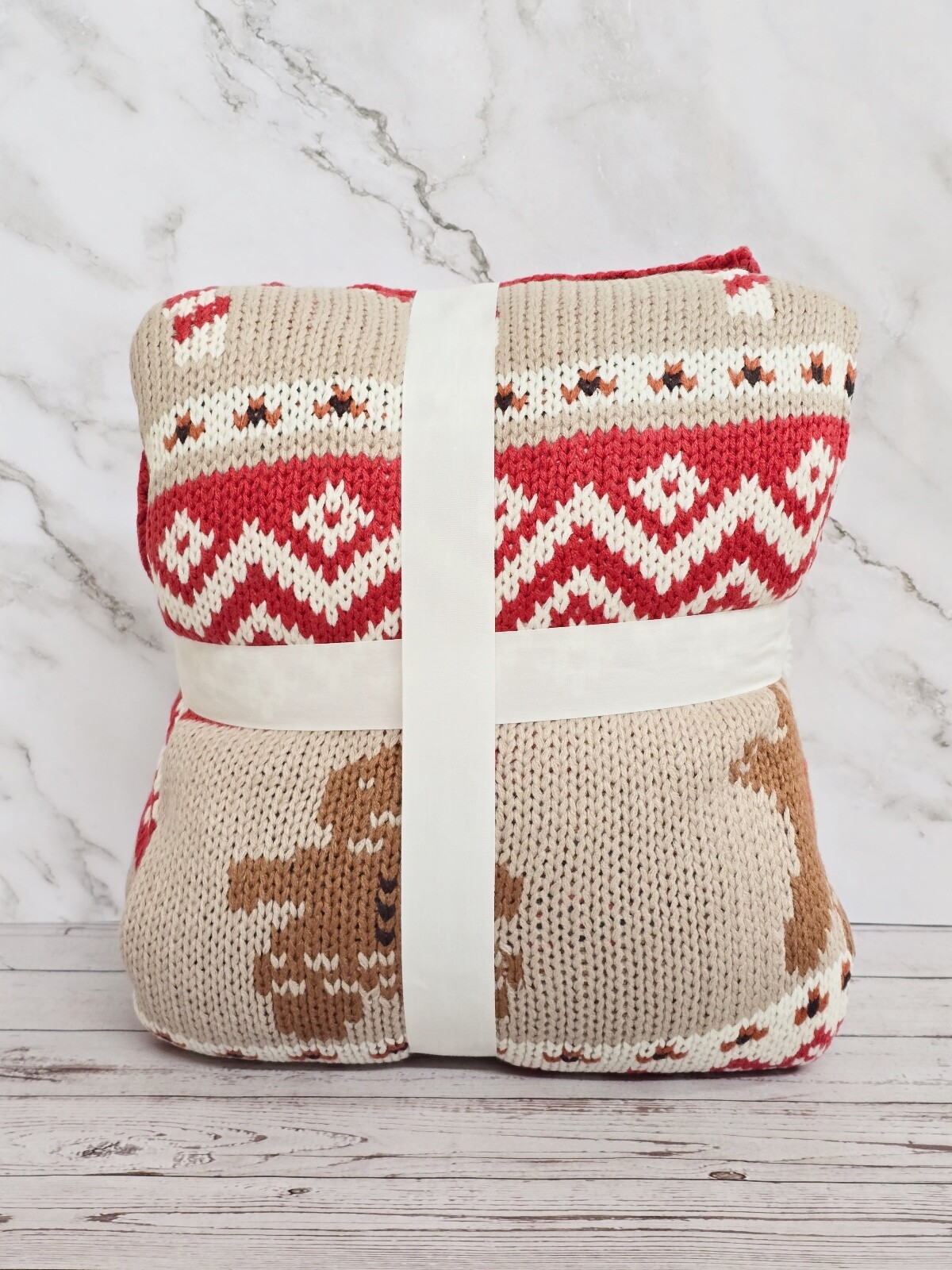 Pottery Barn Holiday Spice Fair Isle Knit Jacquard Throw Blanket ~ BRAND NEW