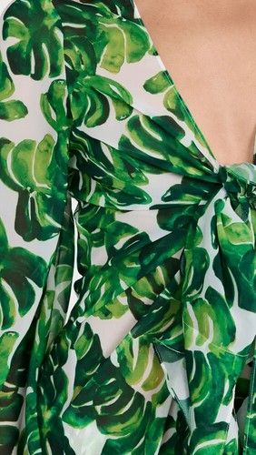 $650 NEW Caroline Constas Charlize Cover up White Green Palm Leaf Dress XS S - Picture 7 of 15