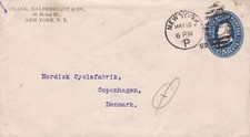 United States Frank Halberstadt New York 1898 Cancel Pre Paid Envelope R...