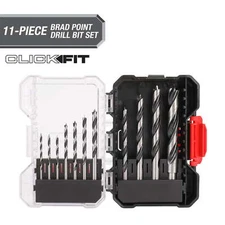 Brad Point Bit Set, 11-Piece, ½-Inch, Click Fit™ Case Included