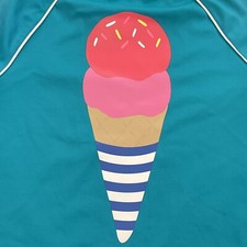 Mini Boden Girls 7 8 Rash Guard Striped Ice Cream Cone Graphic Swim Top Pilling
