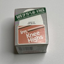 L'eggs Leggs Knee High Stockings Black Sheer Toe Nylons Hosiery socks 6 pair New