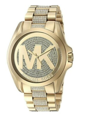 MICHAEL KORS Bradshaw Woman's Watch MK6487 Gold Tone Pave Crystals