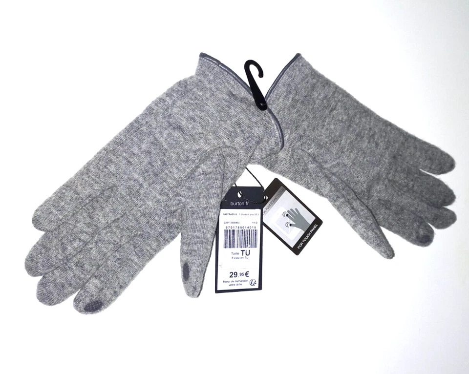 BURTON GANTS EN LAINE MELANGÉE COLORIS GRIS AVEC STRASS TAILLE UNIQUE - Photo 2/4