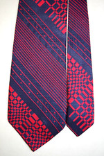 Neck Tie VTG Psychedelic 60s 70s Navy Red Acetate Rayon Tie 53.5" x 3.25" NWOT