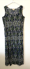 Michael Kors Dress 1X Sleeveless Navy Green White Wedding Guest Brunch