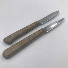 Vintage Pair of 2 Flint Stainless Steel Knives Bread Knife Table Knife Vanadium