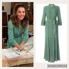 BODEN Viola Green Shirt Dress Size 12R US8 Floral Belted Long Maxi ASO PoW Royal