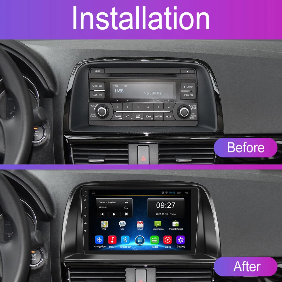 Autoradio GPS Navi Für Mazda CX-5 2012-2017 9" Android 13 WIFI FM BT Player +Kam - Bild 4 von 4
