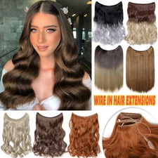 16"-24" Wire In Hair Extension Secret Elastic Band Miracle Ring Thick Wavy Ombre