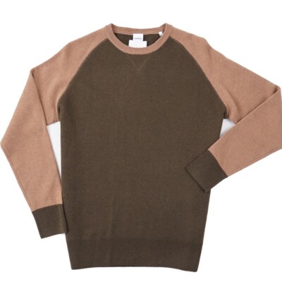 Aspesi Colorblock Patterned Soft Knit Wool Crewneck Sweater M New