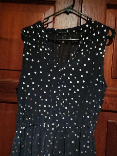 Tokito Dress Navy With Silver Polka Dots Size 14 - Picture 6 of 9