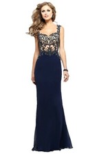 Faviana Prom Dress Formal Evening Gown Style S7811 Navy Size 10