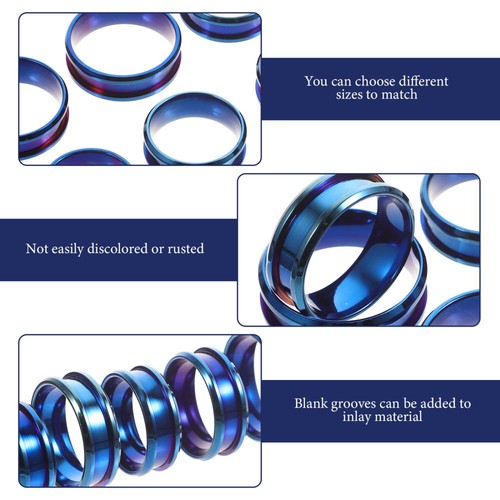 6 Pcs Ring Blanks for Jewelry Making Kit DIY Finger Decor Band Inlay - Picture 3 of 12